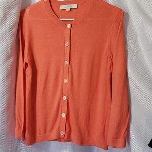 Loft. EUC Button Up Sweater. Light Orange; Lightweight; Long Sleeved. Size S